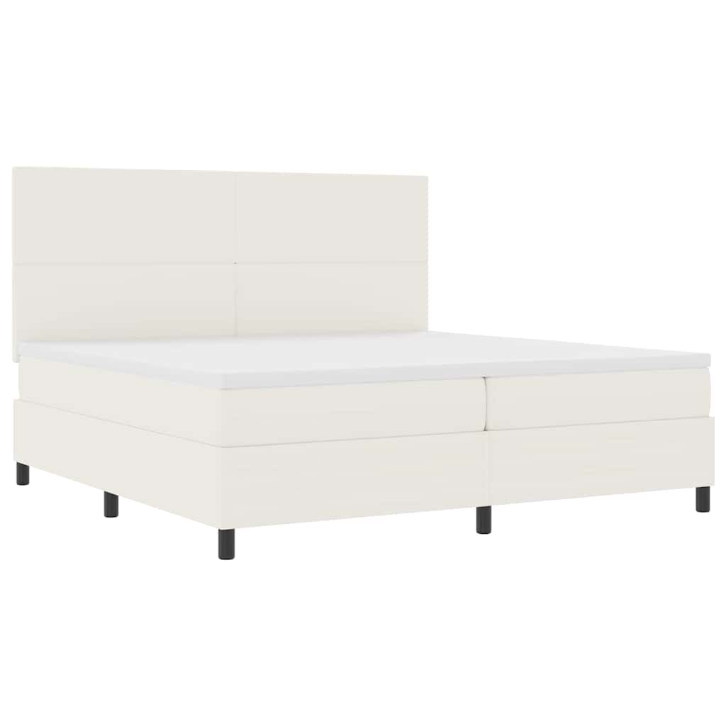 Letto a molle Crema e Bianco 200 x 200 cm Tessuto in Cords
