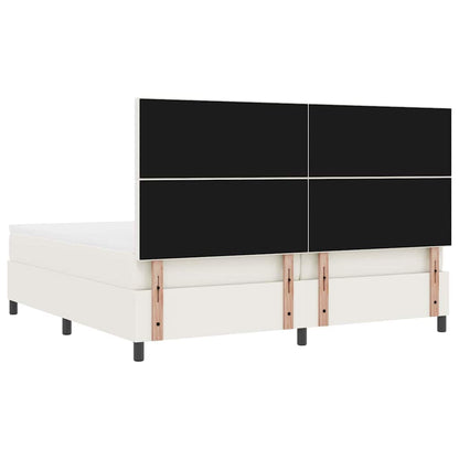 Letto a molle Crema e Bianco 200 x 200 cm Tessuto in Cords