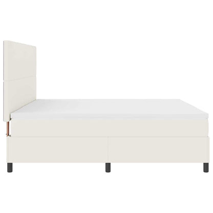 Letto a molle Crema e Bianco 200 x 200 cm Tessuto in Cords | homemem39