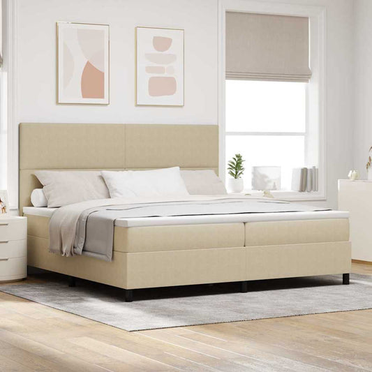 Letto a molle con testiera Grigio chiaro e bianco 200 x 200 cm