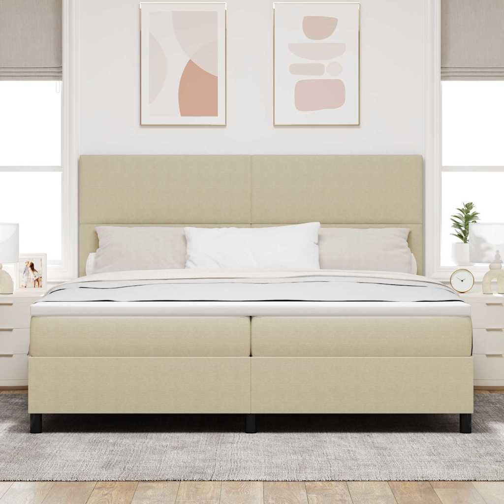 Letto a molle con testiera Grigio chiaro e bianco 200 x 200 cm | homemem39