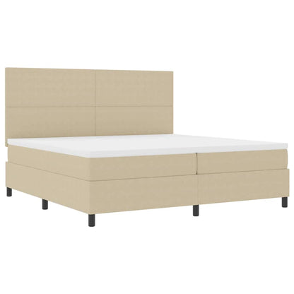 Letto a molle con testiera Grigio chiaro e bianco 200 x 200 cm