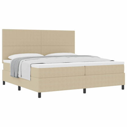 Letto a molle con testiera Grigio chiaro e bianco 200 x 200 cm