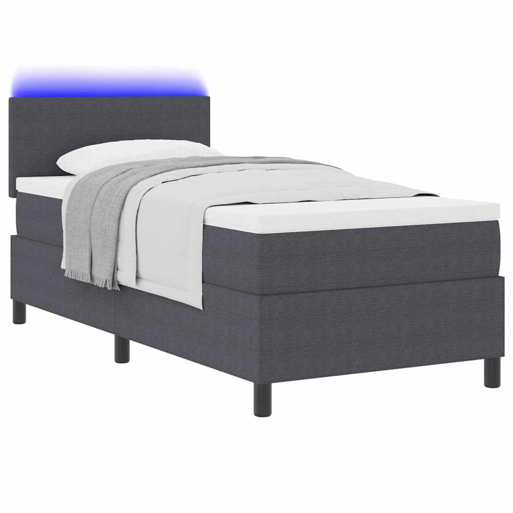Letto a Sorgente LED Grigio Scuro e Bianco 80 x 200 cm | homemem39
