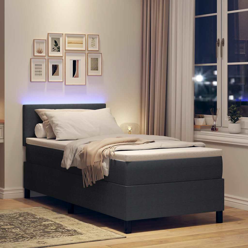 Letto a Sorgente LED Grigio Scuro e Bianco 90 x 200 cm | homemem39