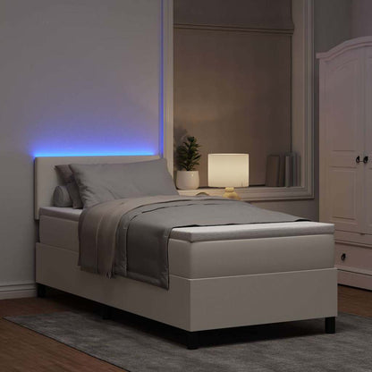 Letto a Sorgente LED con testiera Crema e Bianco 100 x 200 cm