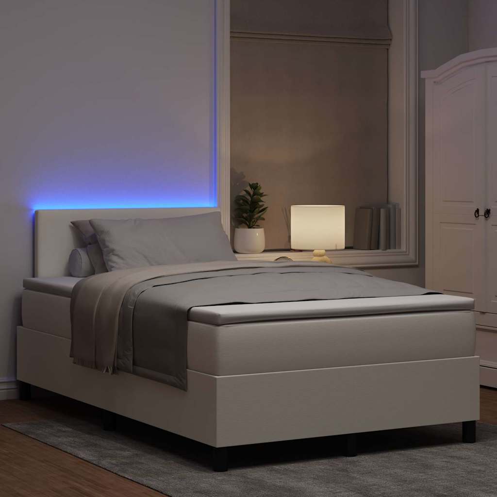 Letto a Sorgente LED con testiera Crema e Bianco 120 x 190 cm | homemem39