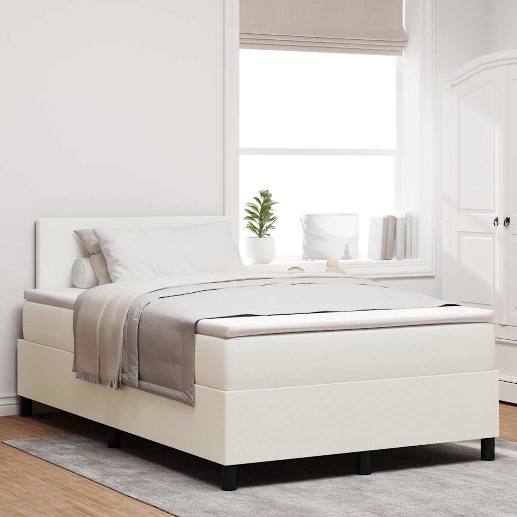 Letto a Sorgente LED con testiera Crema e Bianco 120 x 190 cm