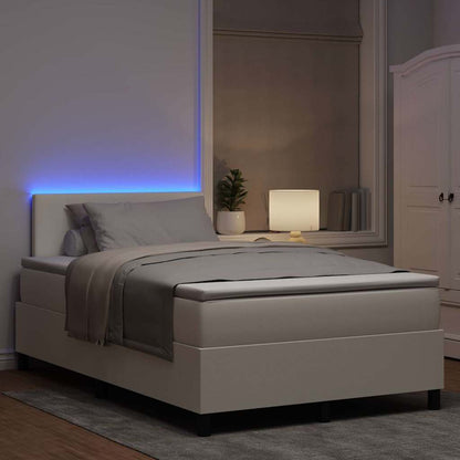 Letto a Sorgente LED con testiera Crema e Bianco 120 x 200 cm