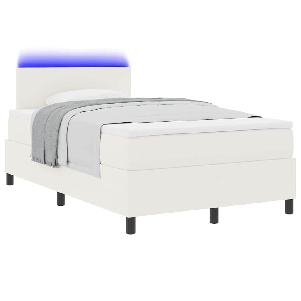 Letto a Sorgente LED con testiera Crema e Bianco 120 x 200 cm