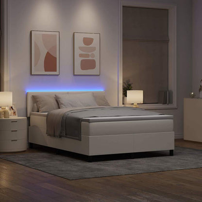 Letto a Sorgente LED con testiera Crema e Bianco 140 x 190 cm