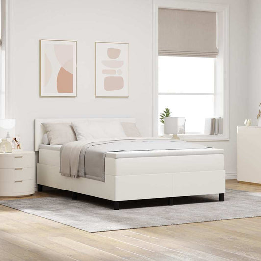 Letto a Sorgente LED con testiera Crema e Bianco 140 x 190 cm
