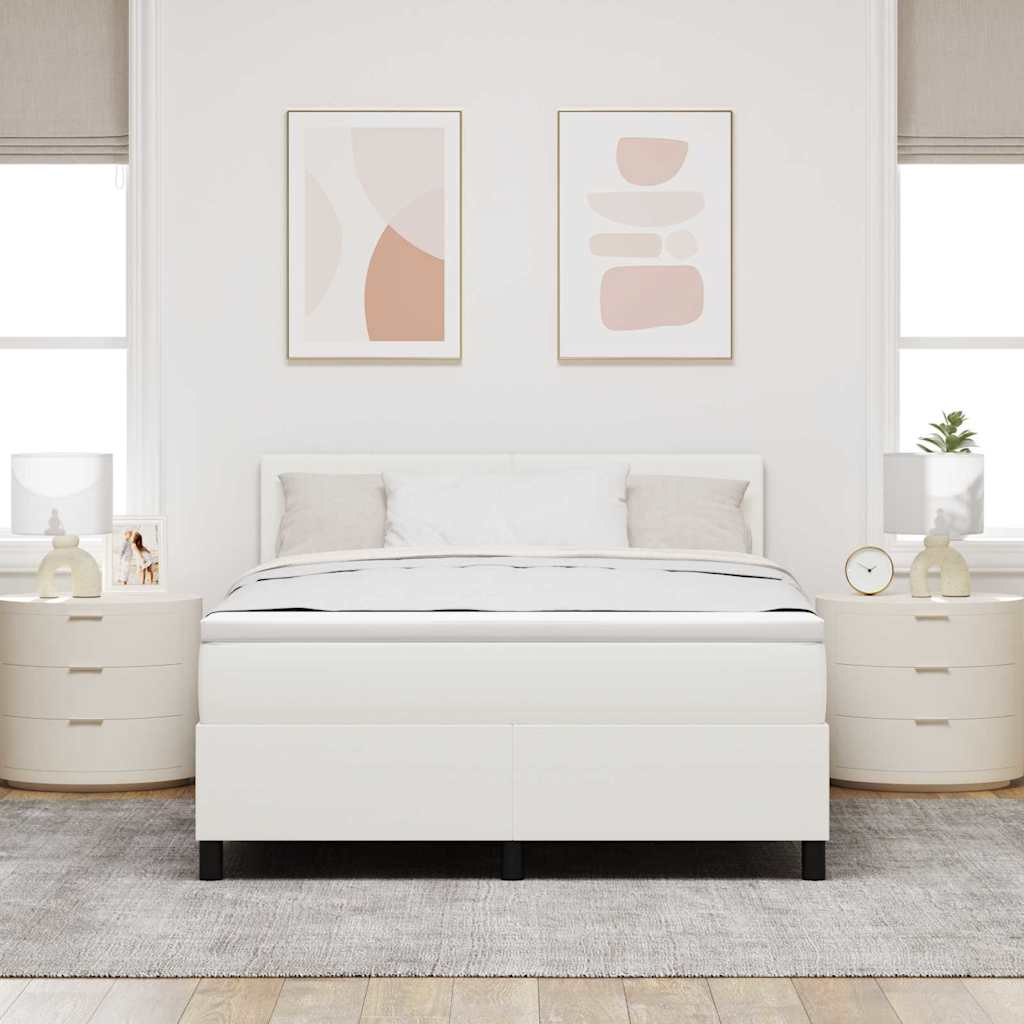 Letto a Sorgente LED con testiera Crema e Bianco 140 x 190 cm