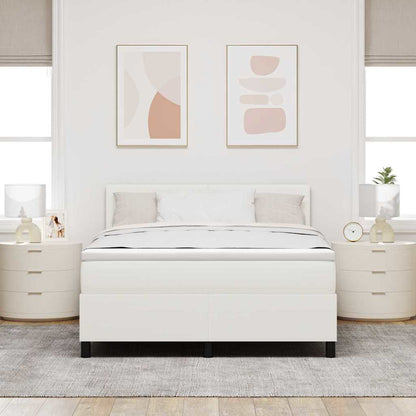 Letto a Sorgente LED con testiera Crema e Bianco 140 x 190 cm