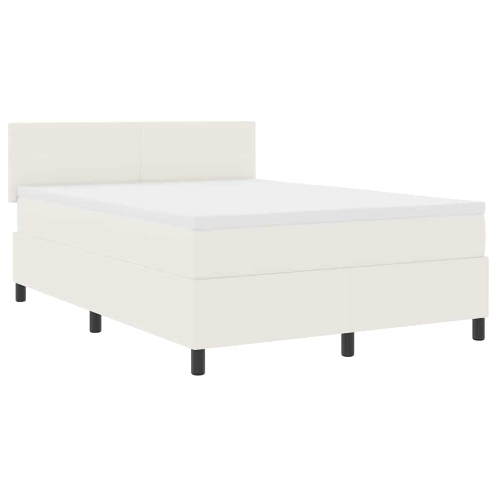Letto a Sorgente LED con testiera Crema e Bianco 140 x 190 cm