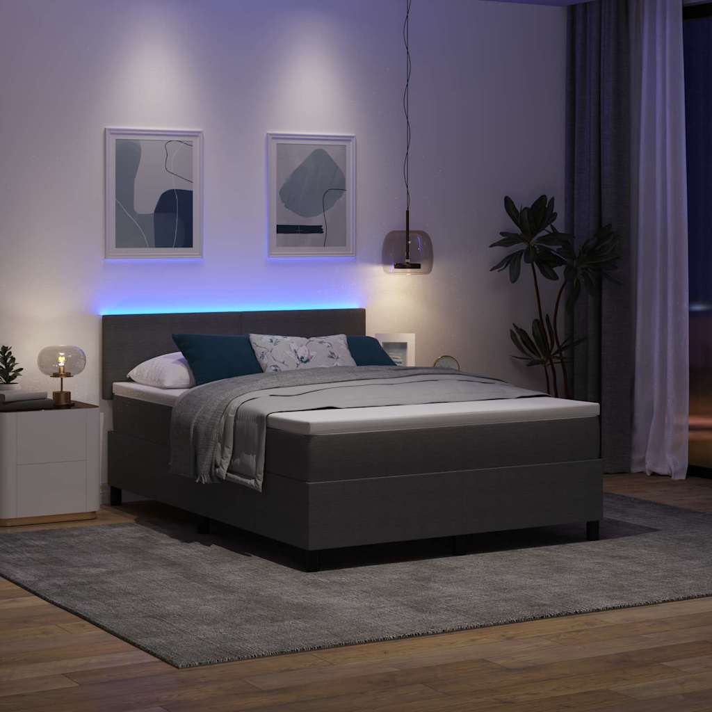 Letto a Sorgente LED Grigio chiaro e bianco 140 x 200 cm