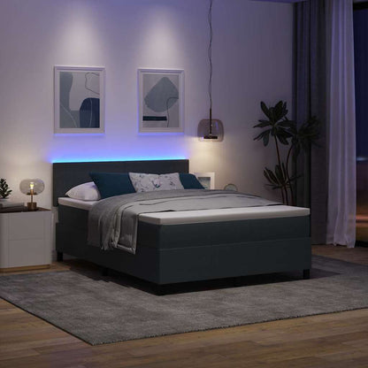 Letto a Sorgente LED Grigio Scuro e Bianco 160 x 200 cm
