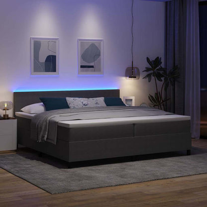 Letto a Sorgente LED Grigio chiaro e bianco 200 x 200 cm