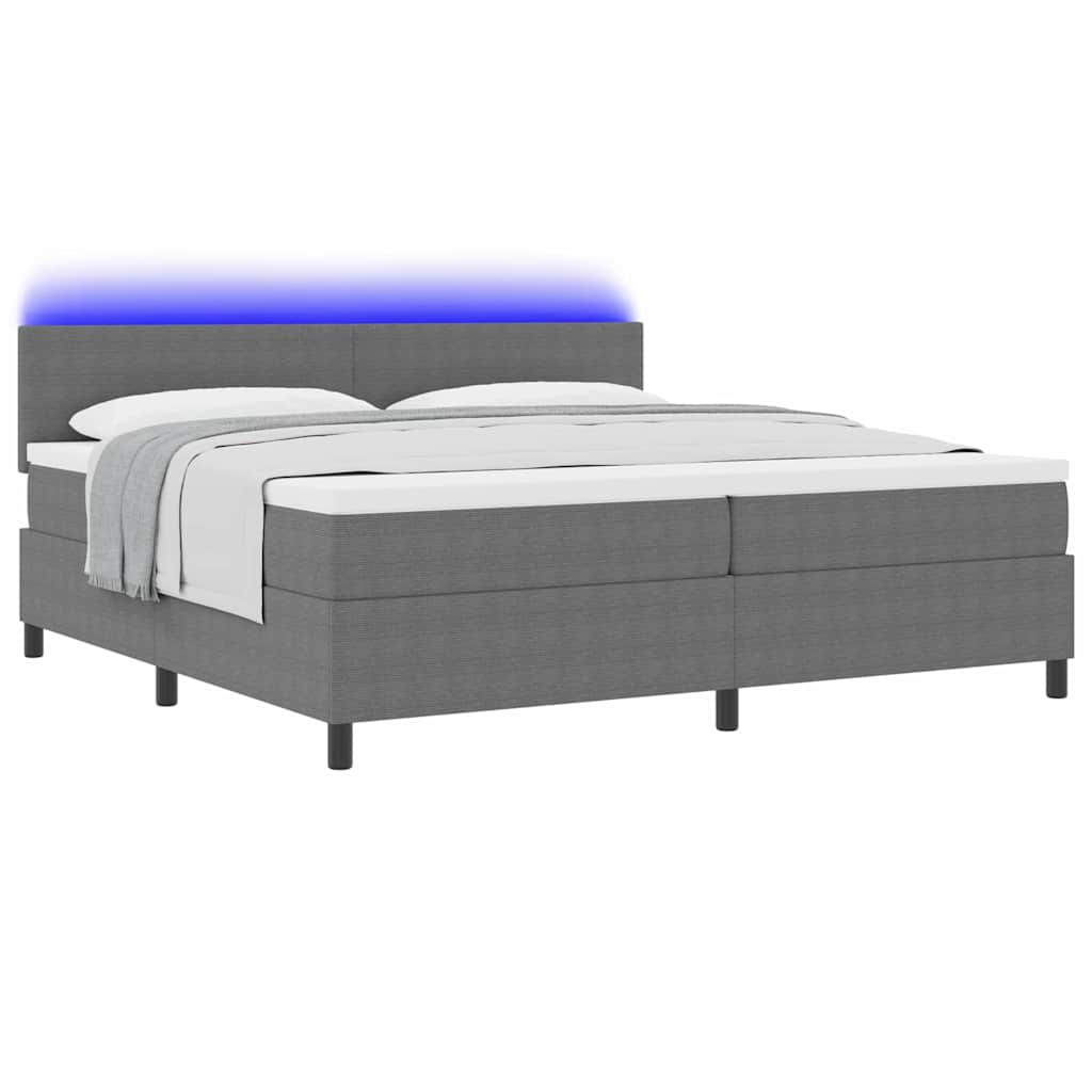 Letto a Sorgente LED Grigio chiaro e bianco 200 x 200 cm | homemem39