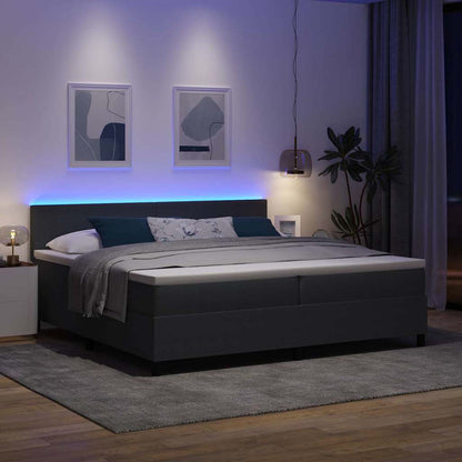 Letto a Sorgente LED Grigio Scuro e Bianco 200 x 200 cm | homemem39