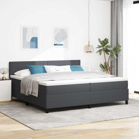 Letto a Sorgente LED Grigio Scuro e Bianco 200 x 200 cm