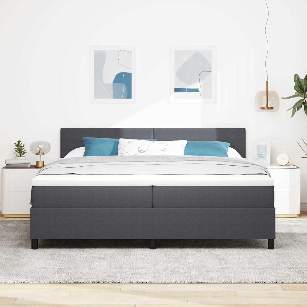 Letto a Sorgente LED Grigio Scuro e Bianco 200 x 200 cm | homemem39