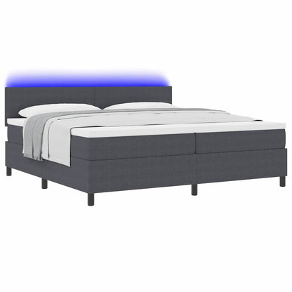 Letto a Sorgente LED Grigio Scuro e Bianco 200 x 200 cm