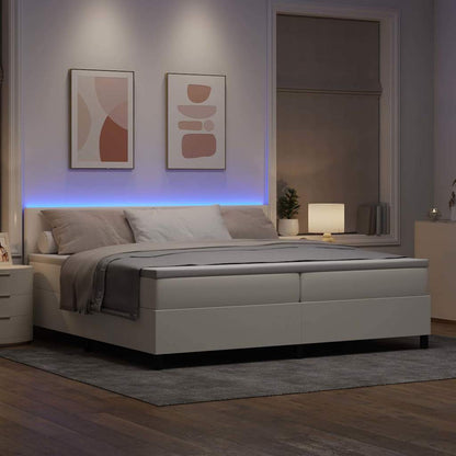 Letto a Sorgente LED con testiera Crema e Bianco 200 x 200 cm | homemem39
