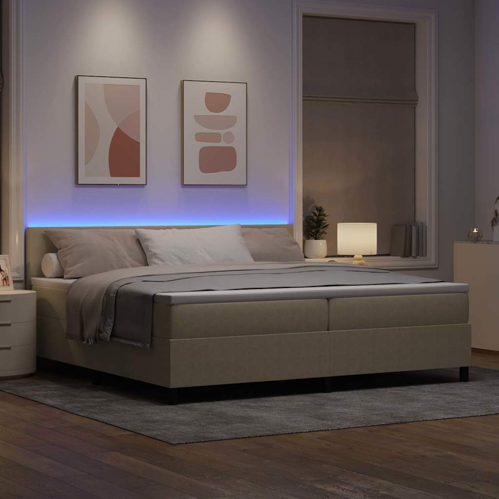 Letto a Sorgente LED Grigio chiaro e bianco 200 x 200 cm