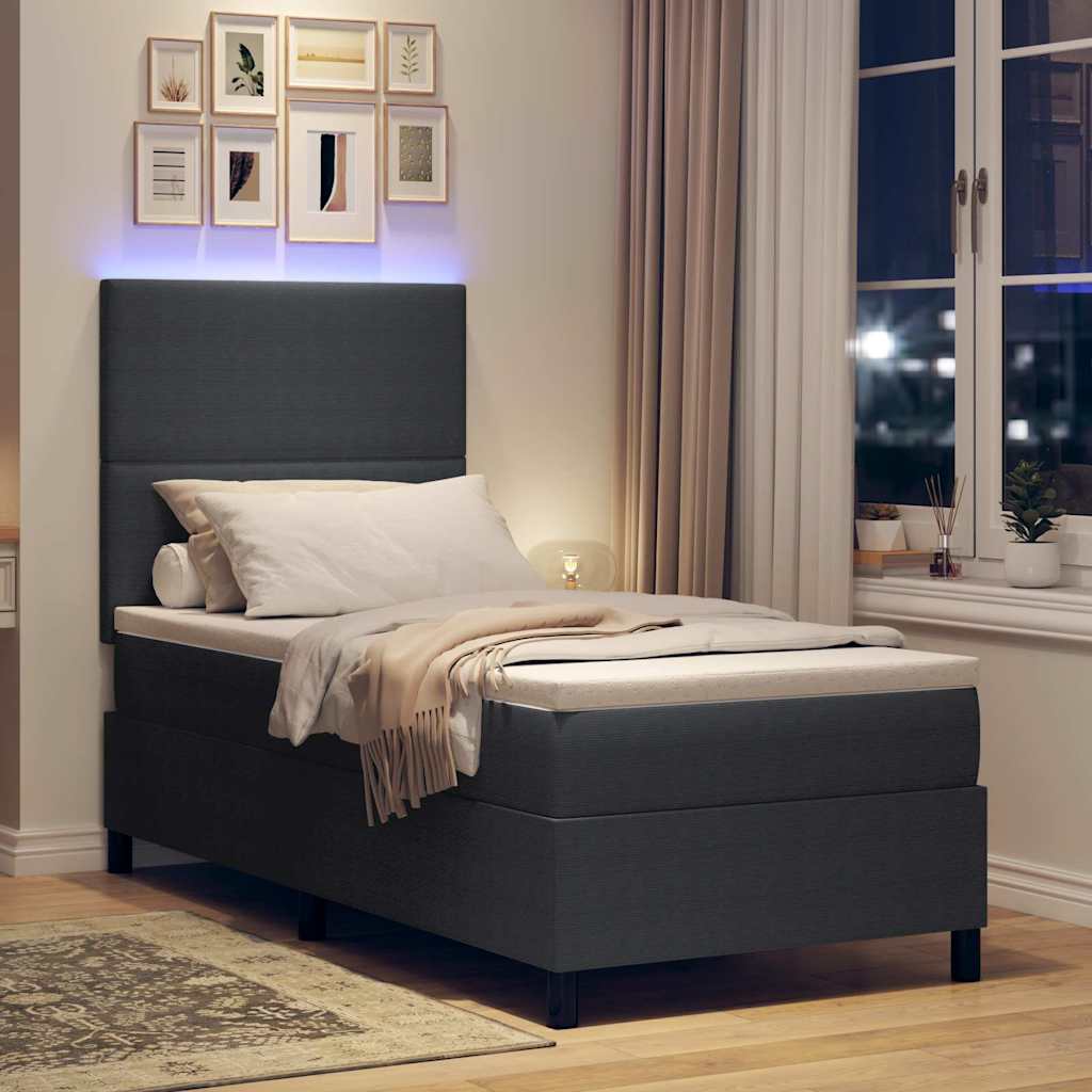 Letto a Sorgente LED Grigio Scuro e Bianco 80 x 200 cm | homemem39