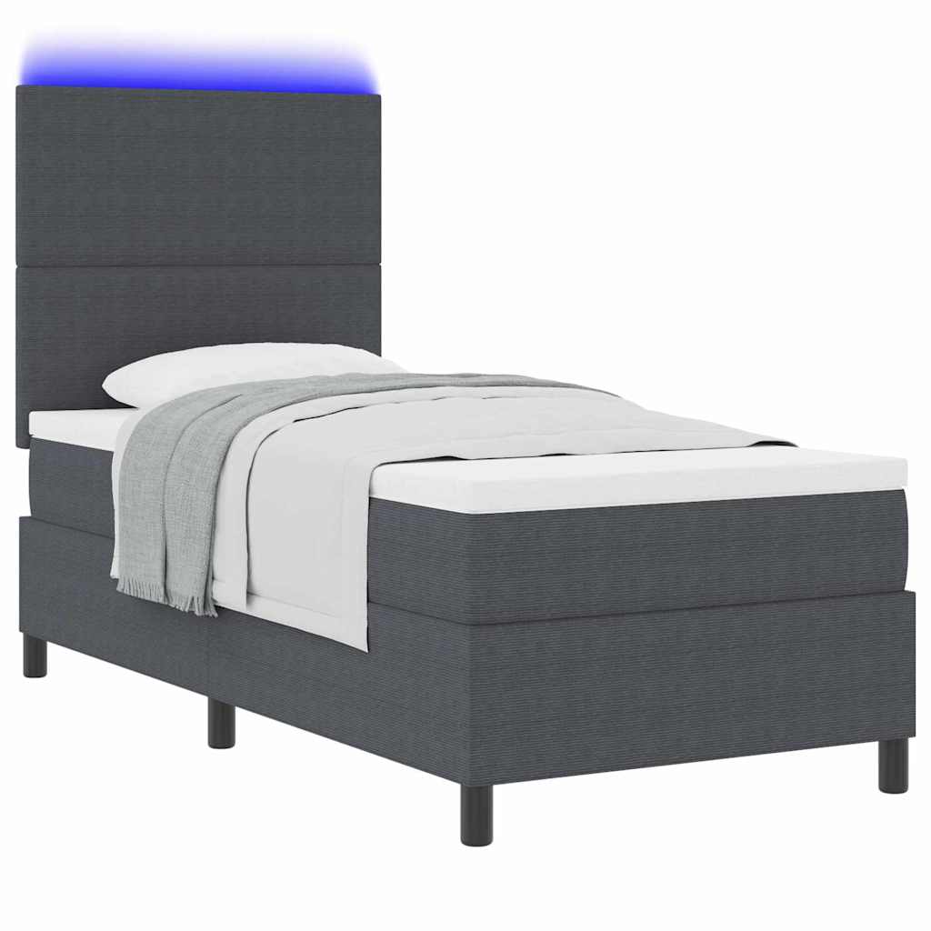 Letto a Sorgente LED Grigio Scuro e Bianco 100 x 200 cm | homemem39