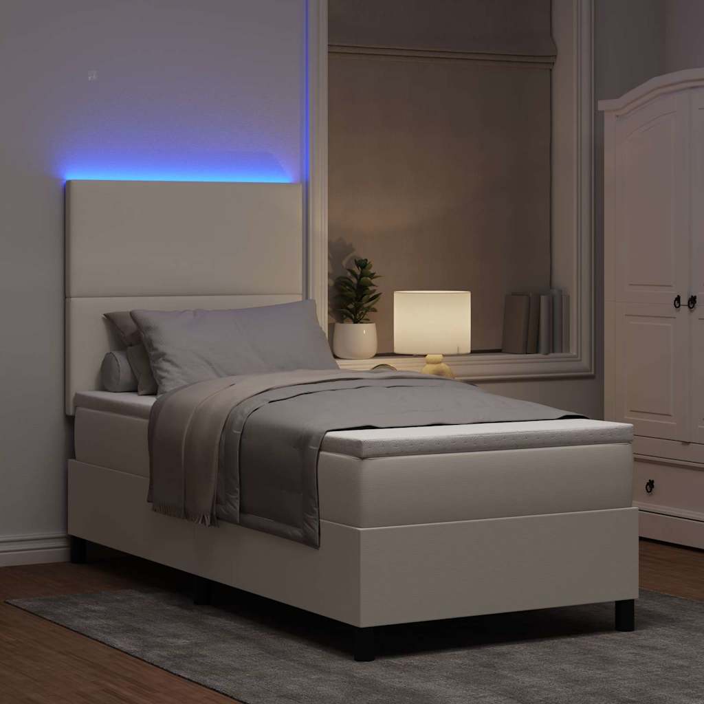 Letto a Sorgente LED con testiera Crema e Bianco 100 x 200 cm | homemem39