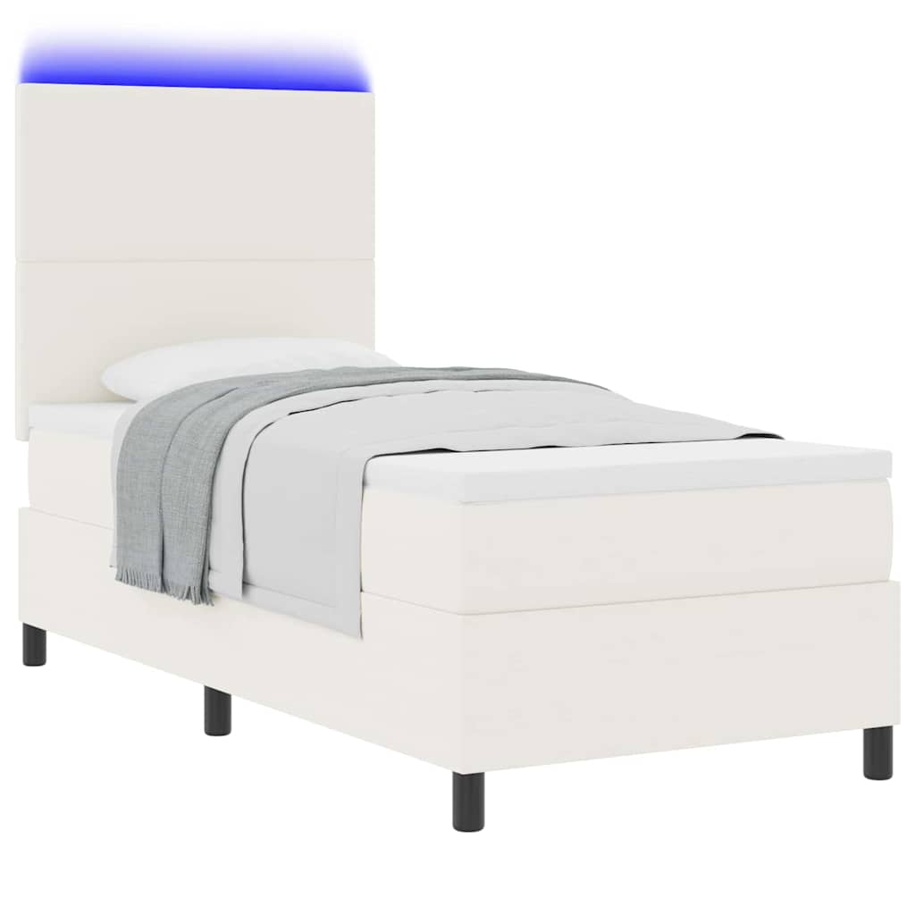 Letto a Sorgente LED con testiera Crema e Bianco 100 x 200 cm | homemem39