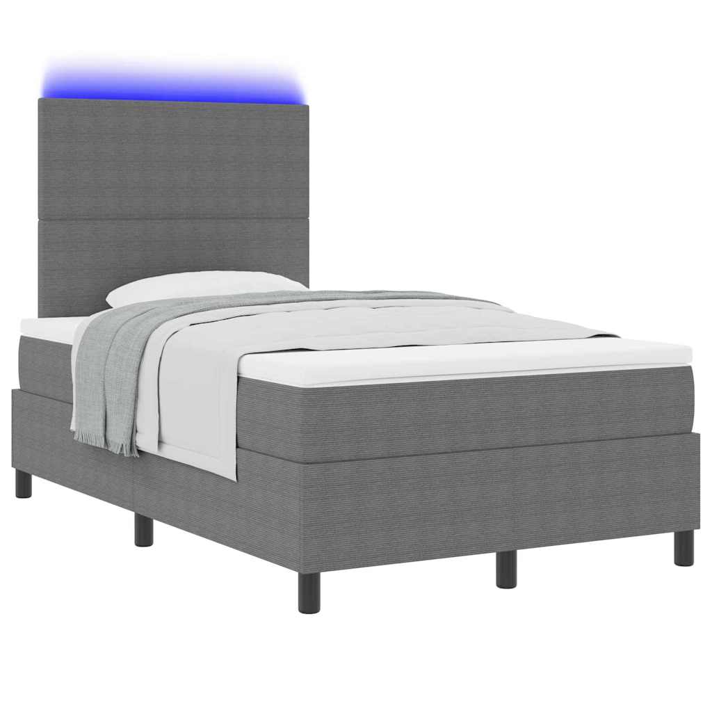 Letto a Sorgente LED Grigio chiaro e bianco 120 x 190 cm
