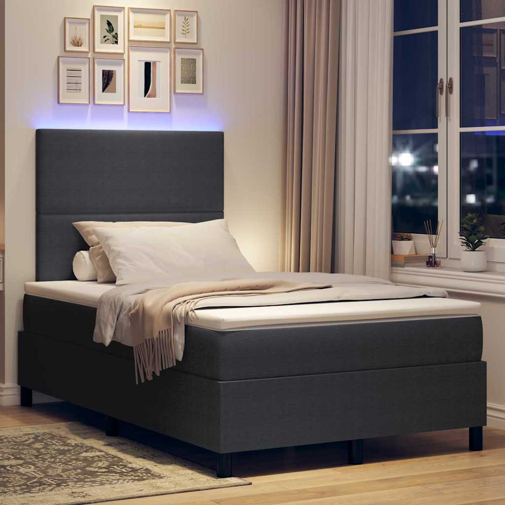 Letto a Sorgente LED Grigio Scuro e Bianco 120 x 190 cm | homemem39