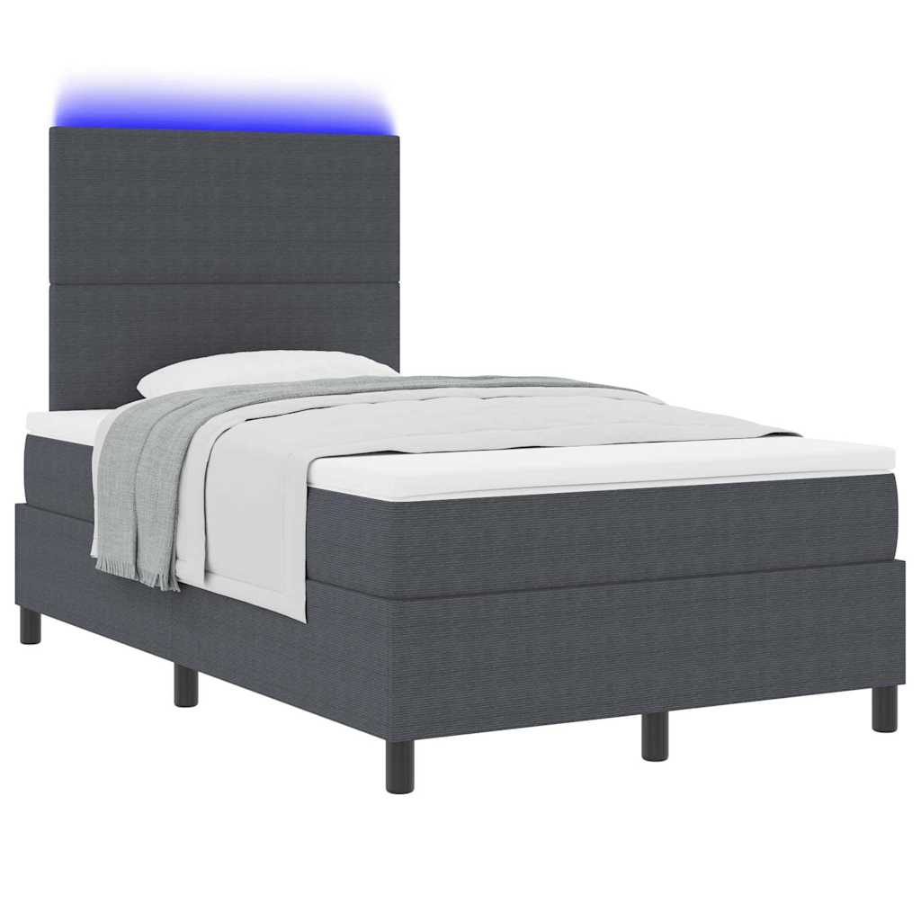 Letto a Sorgente LED Grigio Scuro e Bianco 120 x 190 cm | homemem39