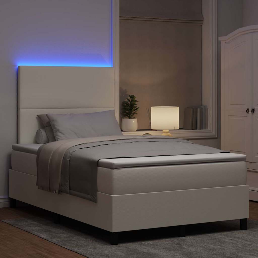 Letto a Sorgente LED con testiera Crema e Bianco 120 x 190 cm | homemem39