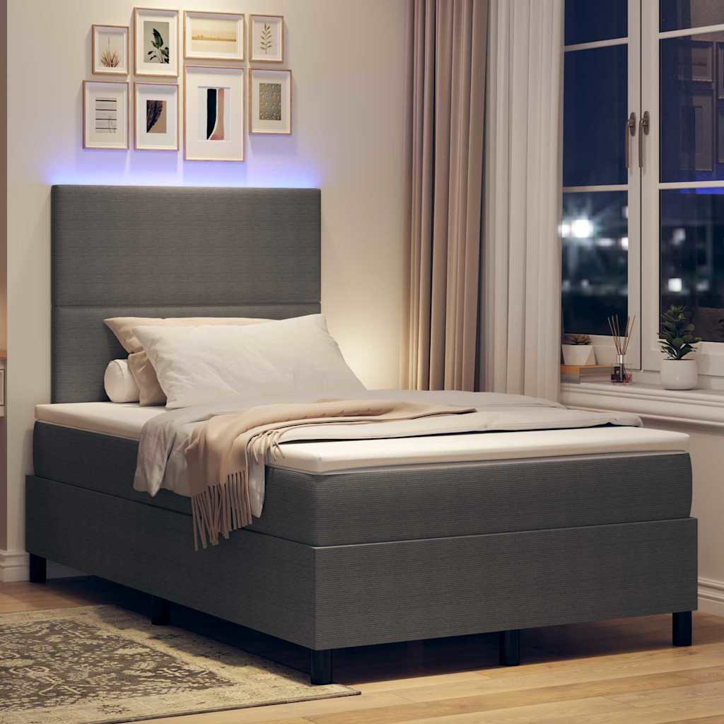 Letto a Sorgente LED Grigio chiaro e bianco 120 x 200 cm | homemem39