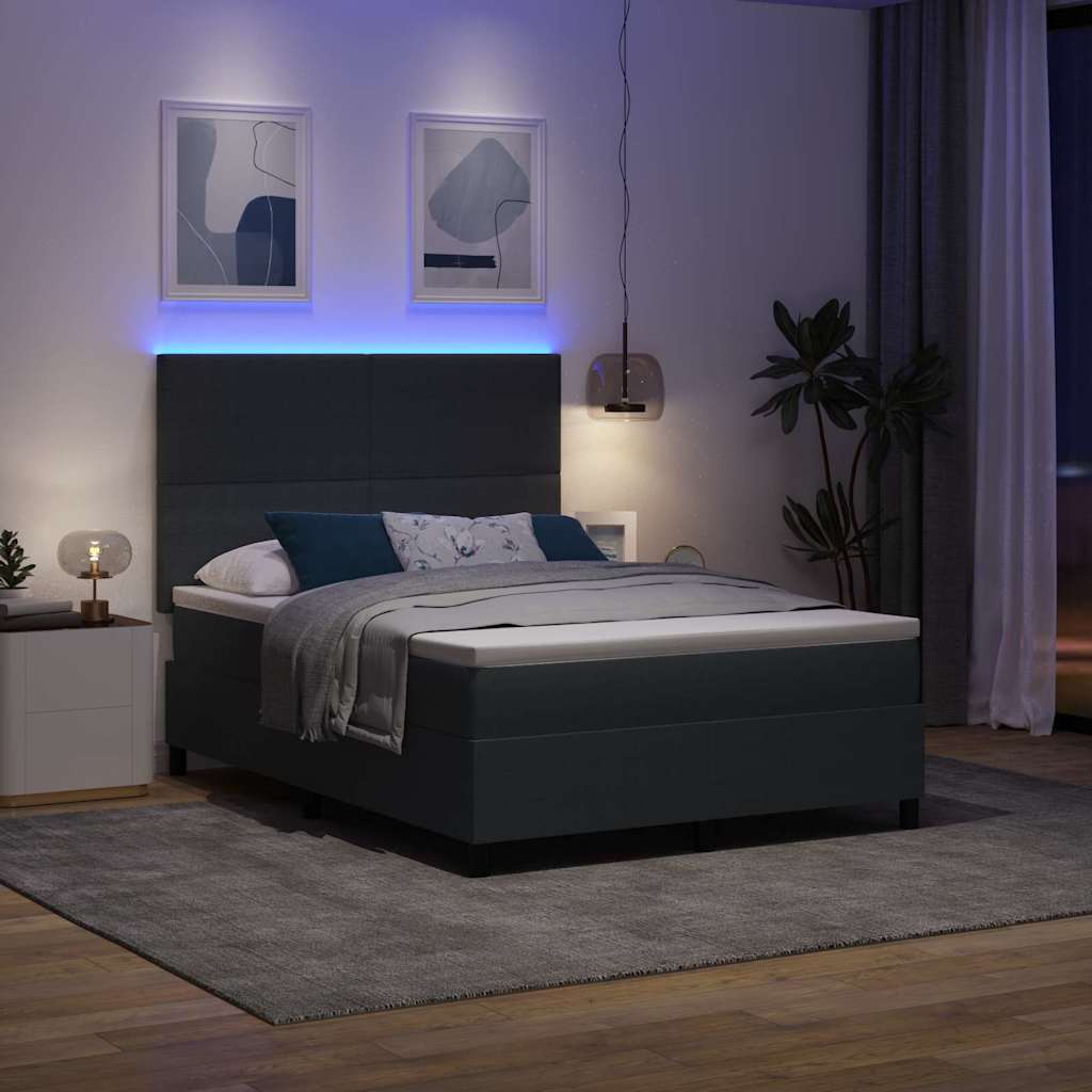 Letto a Sorgente LED Grigio Scuro e Bianco 160 x 200 cm | homemem39