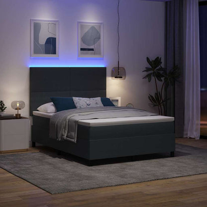 Letto a Sorgente LED Grigio Scuro e Bianco 160 x 200 cm | homemem39
