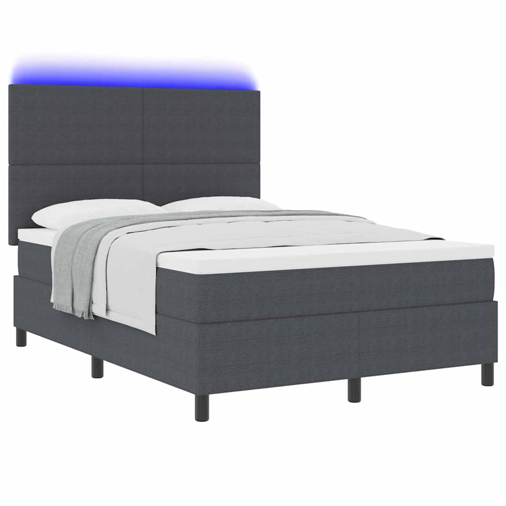Letto a Sorgente LED Grigio Scuro e Bianco 160 x 200 cm | homemem39