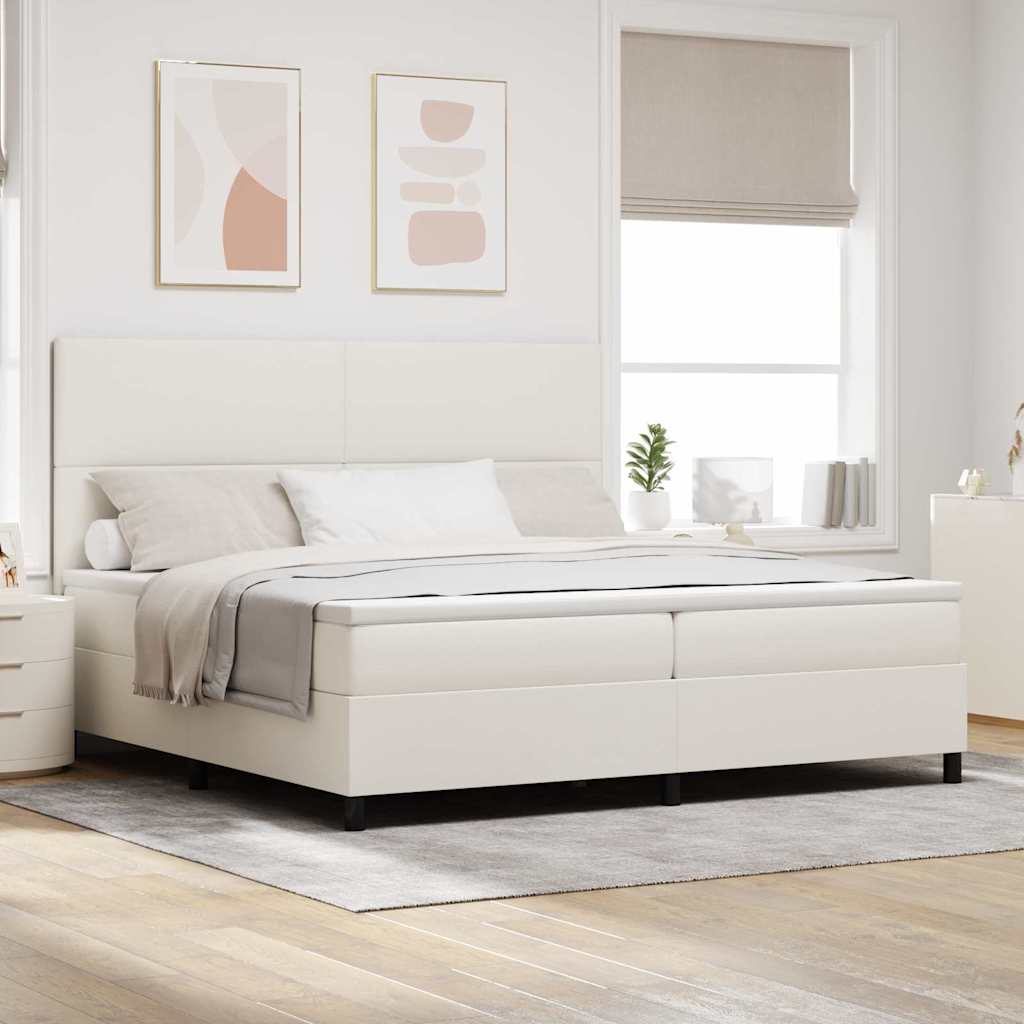 Letto a Sorgente LED con testiera Crema e Bianco 200 x 200 cm | homemem39