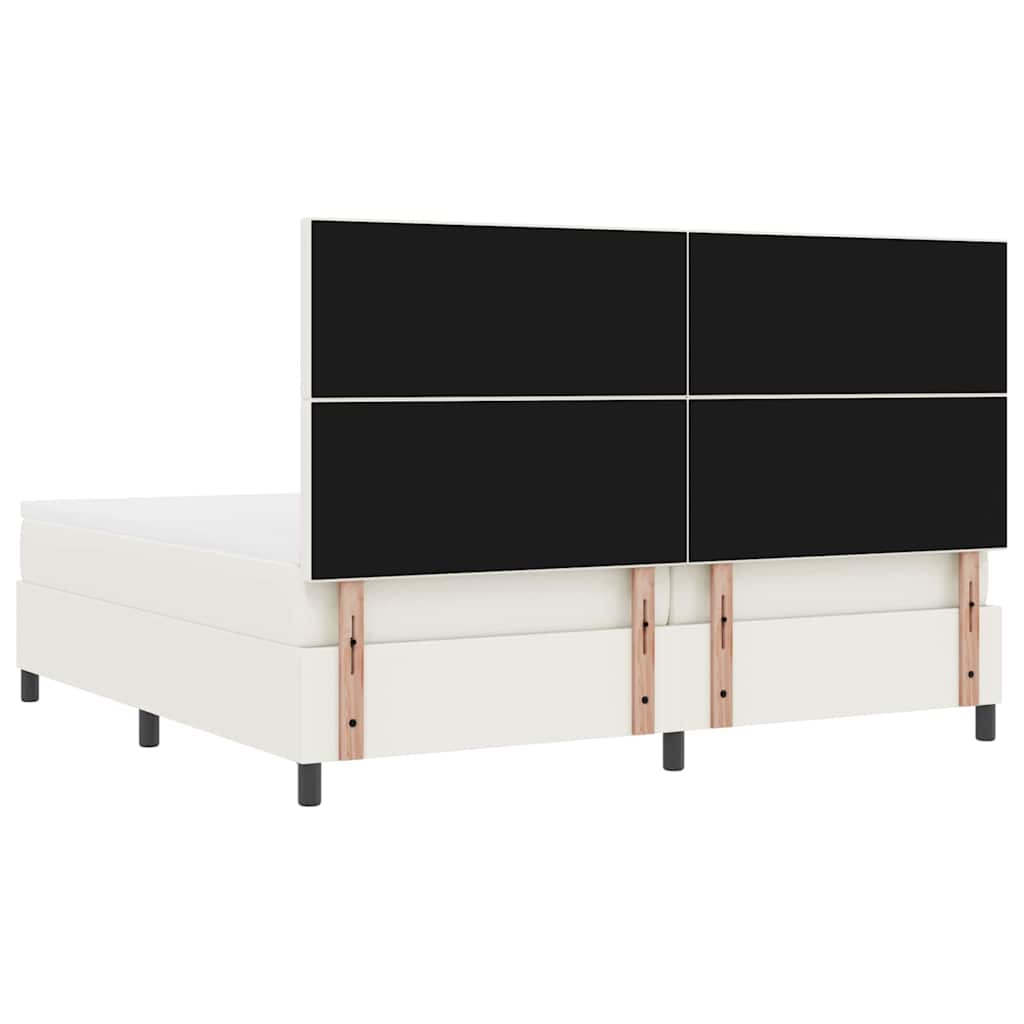Letto a Sorgente LED con testiera Crema e Bianco 200 x 200 cm | homemem39