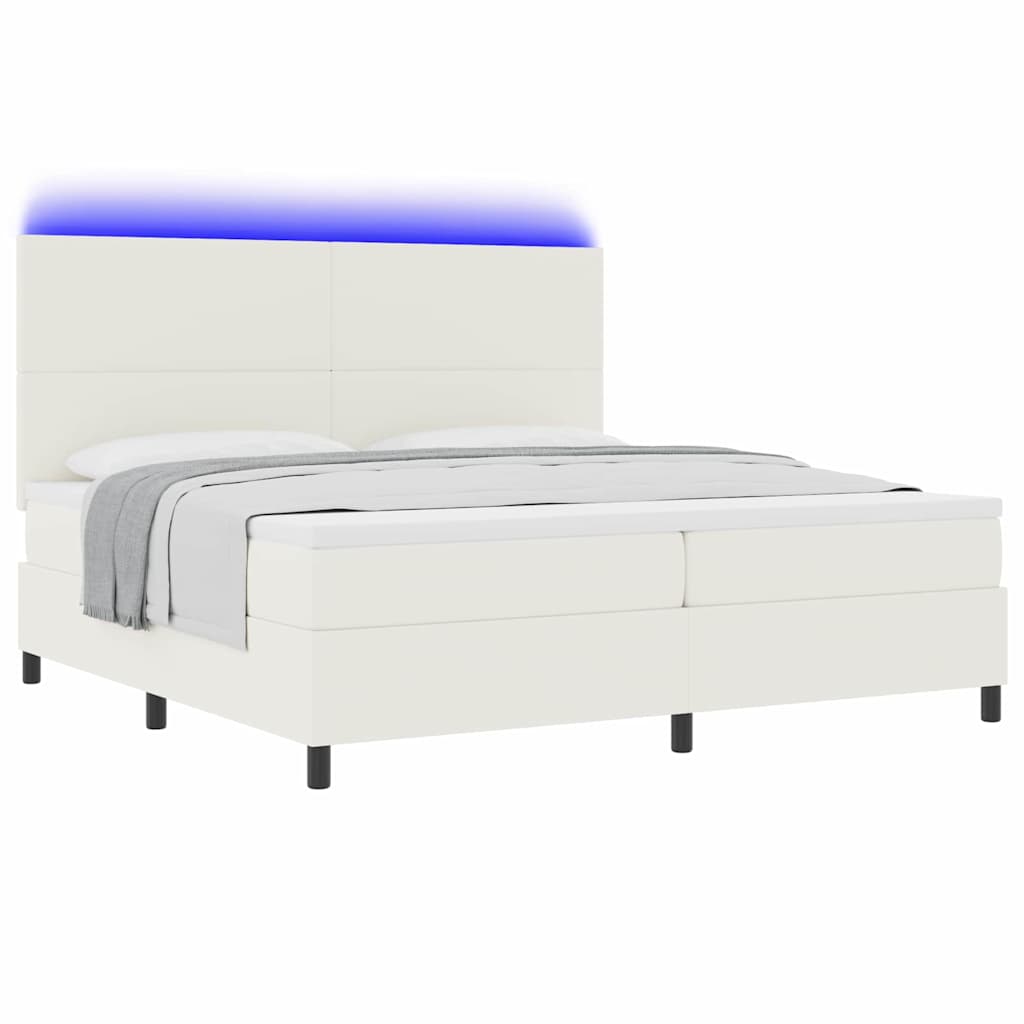 Letto a Sorgente LED con testiera Crema e Bianco 200 x 200 cm | homemem39