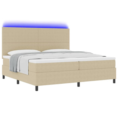 Letto a Sorgente LED Grigio chiaro e bianco 200 x 200 cm | homemem39