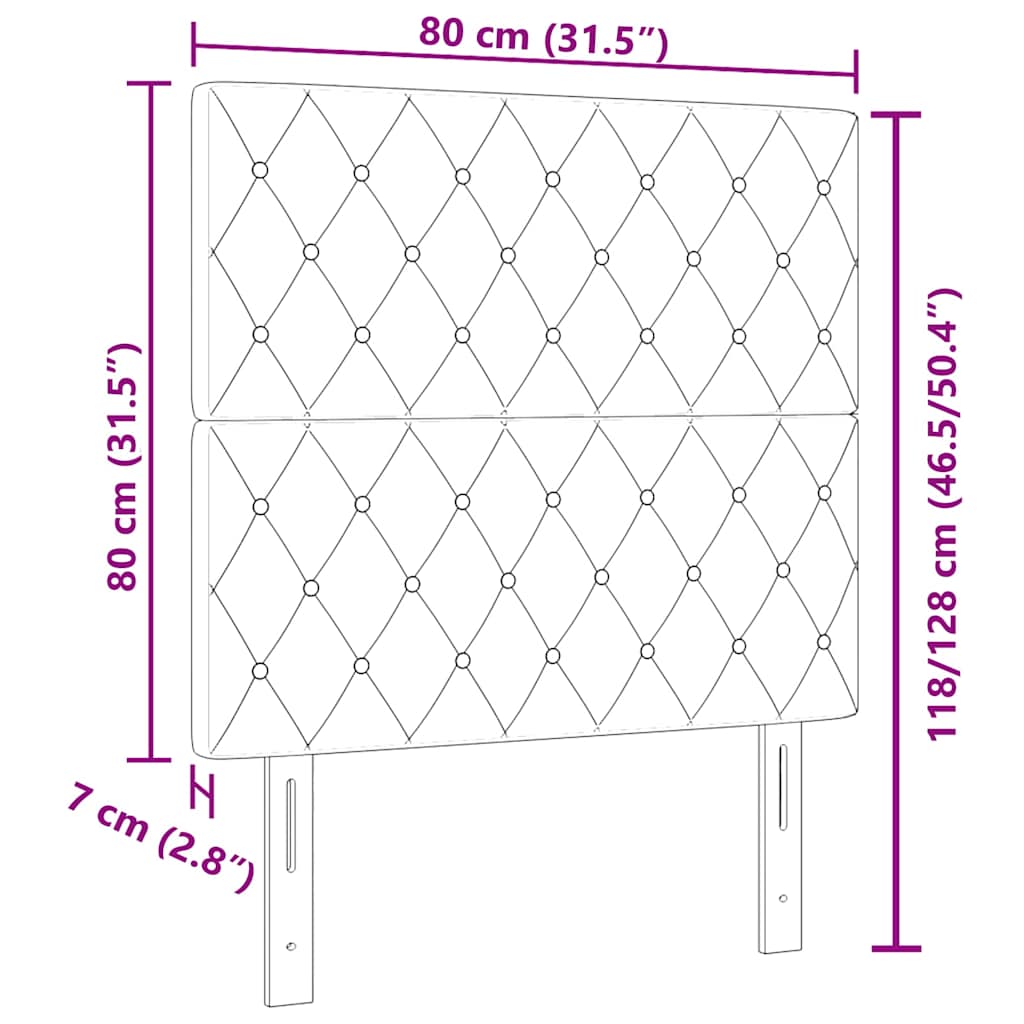 Testiera Nero 80 cm Velluto | homemem39
