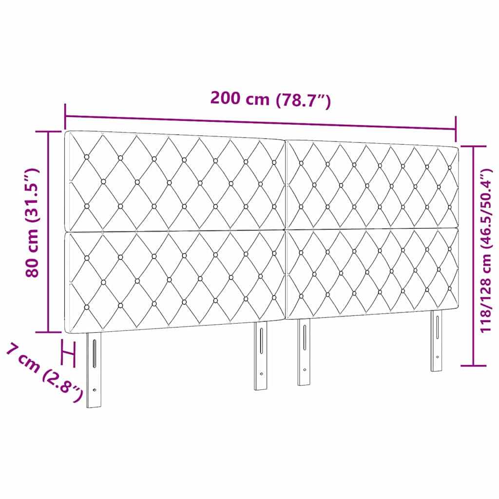 Testiera con testiera Grigio chiaro 200 cm Pelle Sintetica