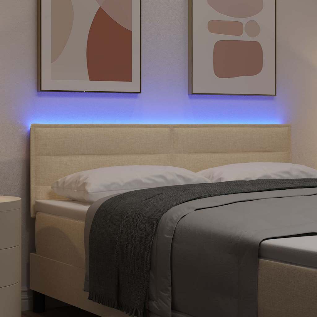 Testiera LED con strisce LED con testiera Crema 144 cm Tessuto | homemem39
