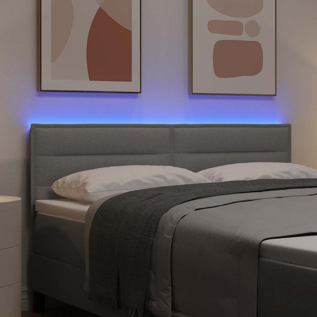 Testiera LED con strisce LED Grigio chiaro 160 cm Tessuto | homemem39