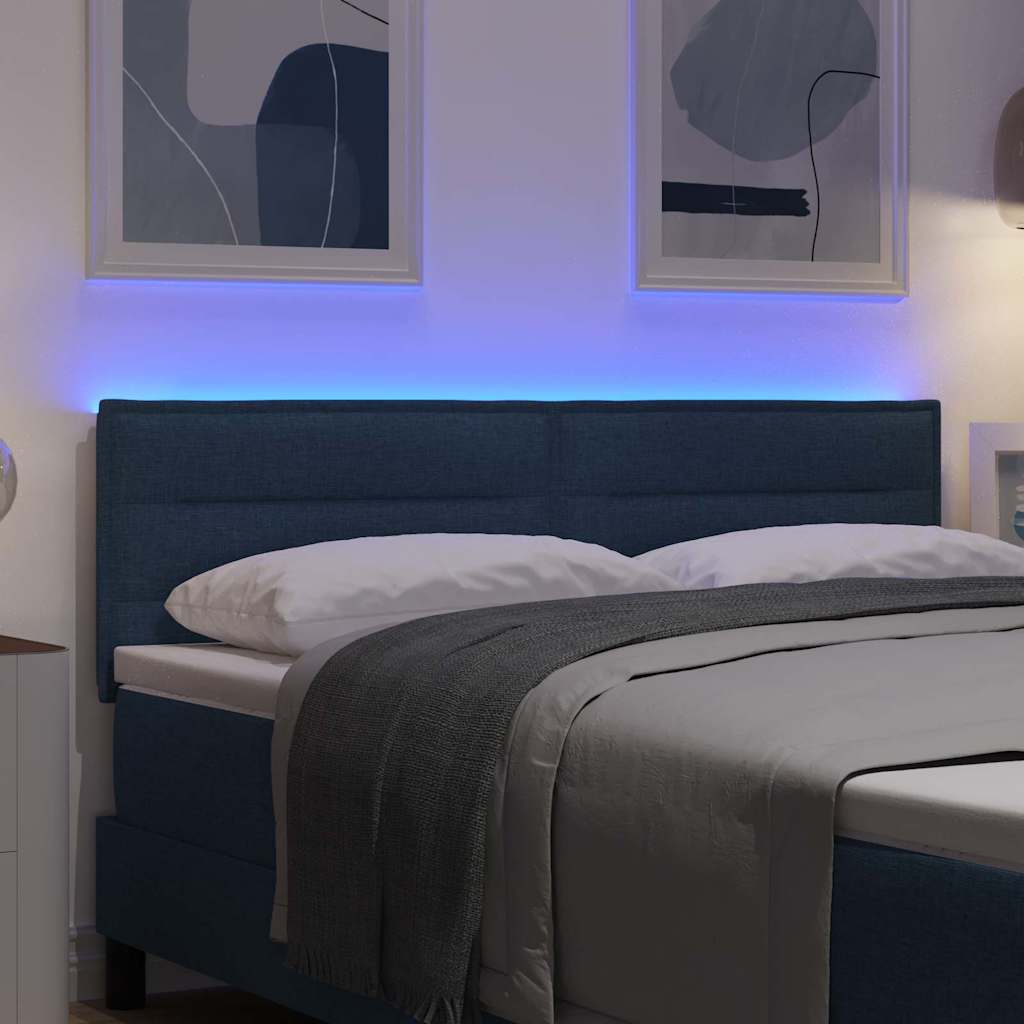 Testiera LED con strisce LED con testiera Blu 160 cm Tessuto | homemem39